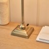 Klasyczna lampka stołowa nocna abażurowa lniana mosiężna minimalistyczna uniwersalna Lille 117829 ENDON